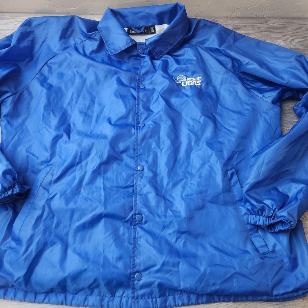 Dunbrooke Detroit Lions Coaches Windbreaker Jacket Blue Mens XXL 8023 Snap Front